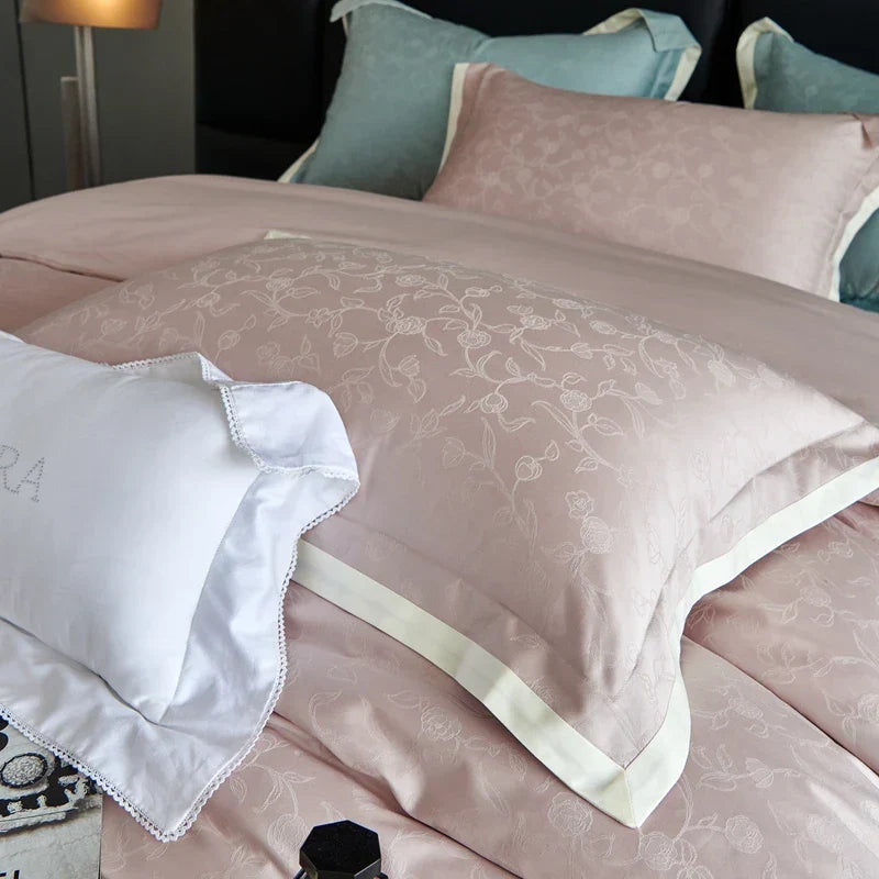 DecorBites™ 1000TC Egyptian Cotton Jacquard Duvet Cover Set: Luxury Satin Silky Bedding Collection