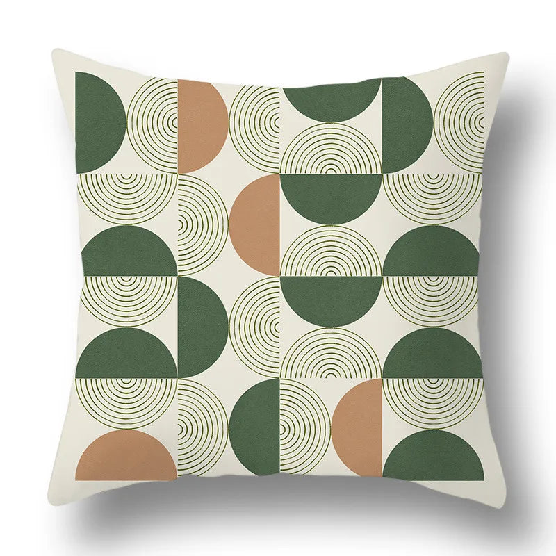 DecorBites™ Green Plants Geometric Print Pillow Cover - Home Sofa Cushion Cover
