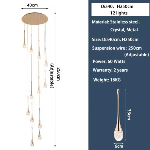 DecorBites™ Crystal Bubble Chandelier for Duplex Living Room, Rotating Staircase, Villa Lobby