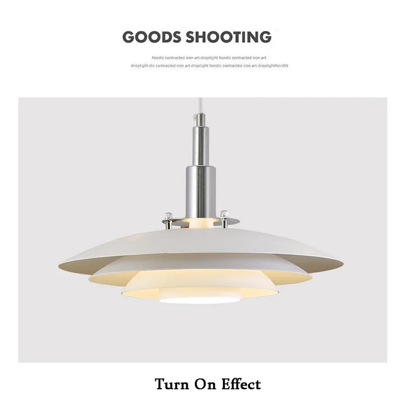 DecorBites™ Gradient White Red UFO Pendant Light | Adjustable Mid Century Chandelier