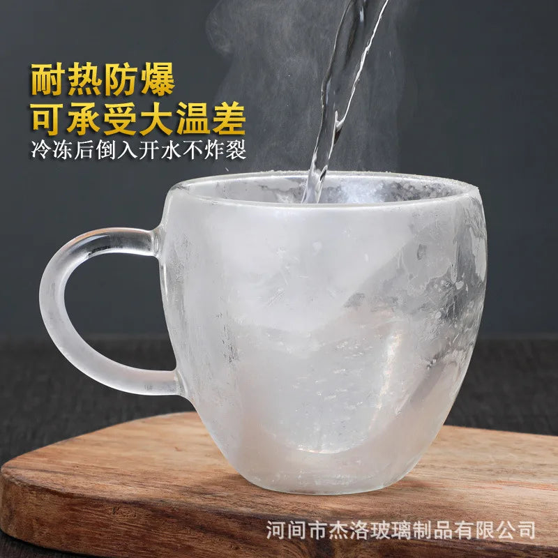 DecorBites™ Heart Glass Mug Set: Double Wall Couple Cups for Tea, Coffee, Beer - Gift Drinkware