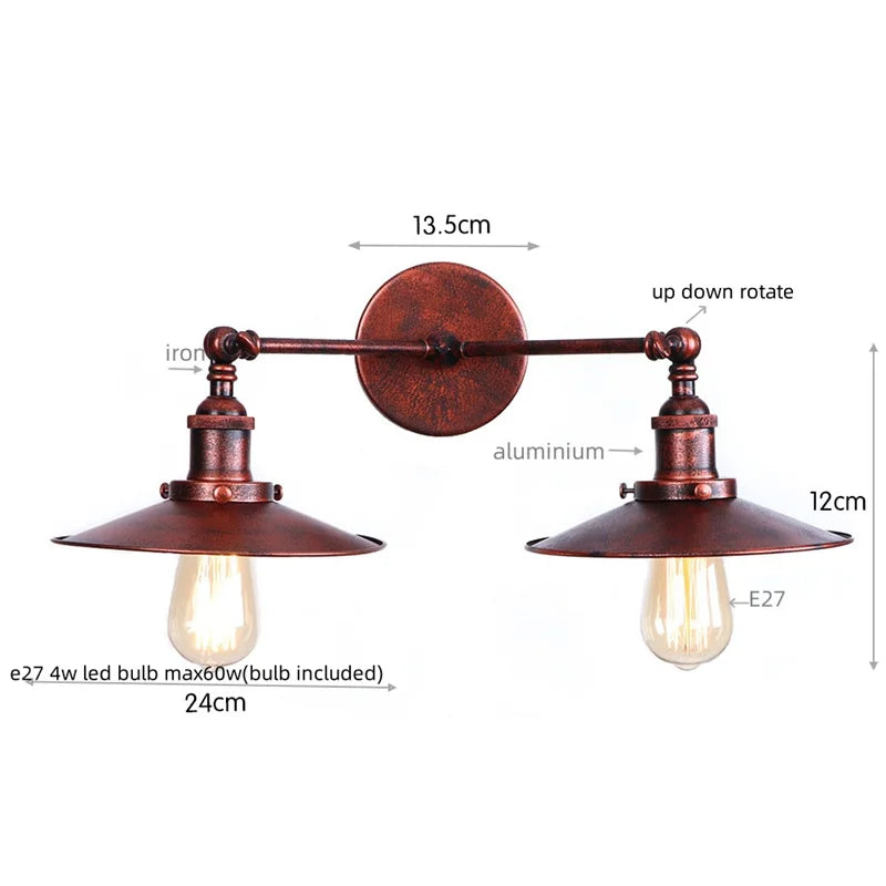 DecorBites™ Dual Head LED Wall Light Pink Industrial Bedside Lamp