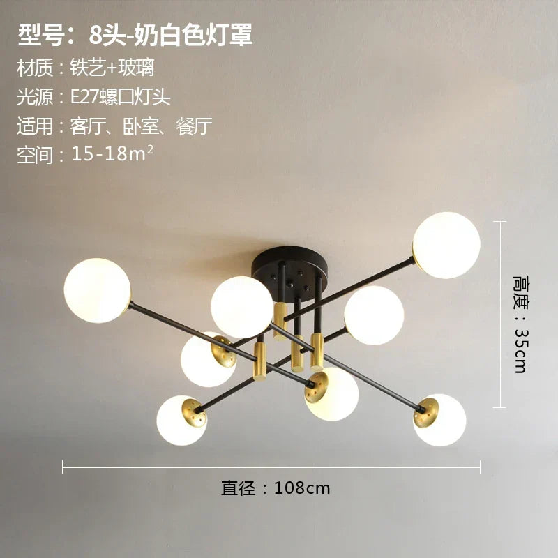DecorBites™ Glass Ball LED Chandelier for Modern Living Room and Kitchen Lighting