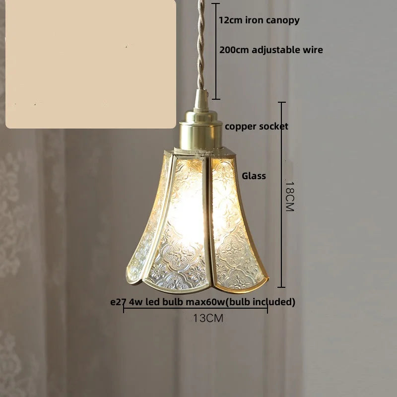 DecorBites™ Antique Glass LED Pendant Lamp, Adjustable Loft Kitchen Light Fixture