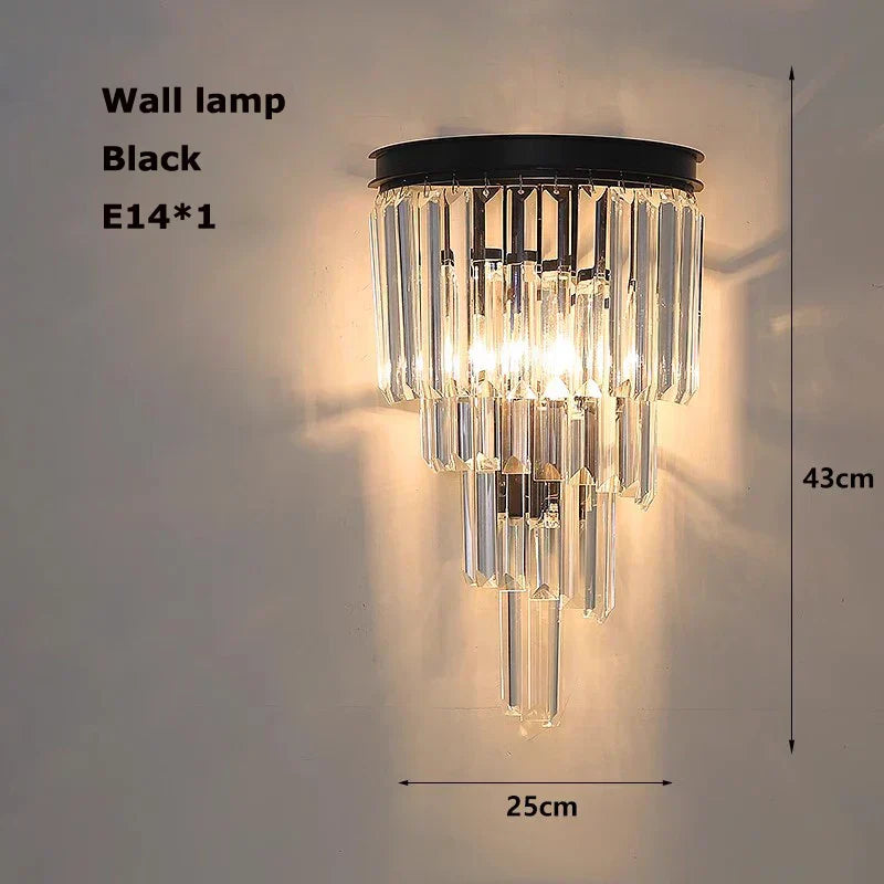 DecorBites™ Crystal LED Chandelier Black Gold Finish for Dinning Room