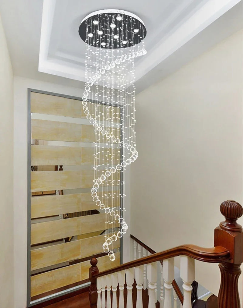 DecorBites™ K9 Crystal Chandelier: Luxury Villa Double Staircase Living Room LED Light