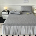 DecorBites™ Ice Bean Jacquard Bed Skirt Set - 3 Piece, Summer Washed Mattress Mat
