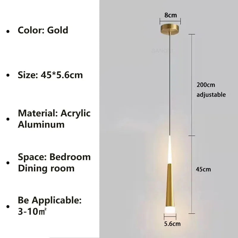 Nordic Black and Gold Aluminum Cord Pendant Light