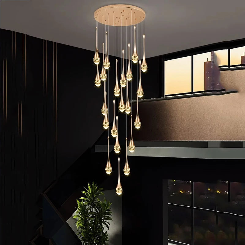 Modern Crystal Pendant Light With Adjustable Height