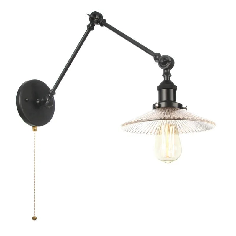 DecorBites™ Clear Glass Swing Arm Wall Light Fixture for Dining Living Room Cafe