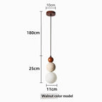 Travertine Stone and Wood Bauhaus Pendant Light