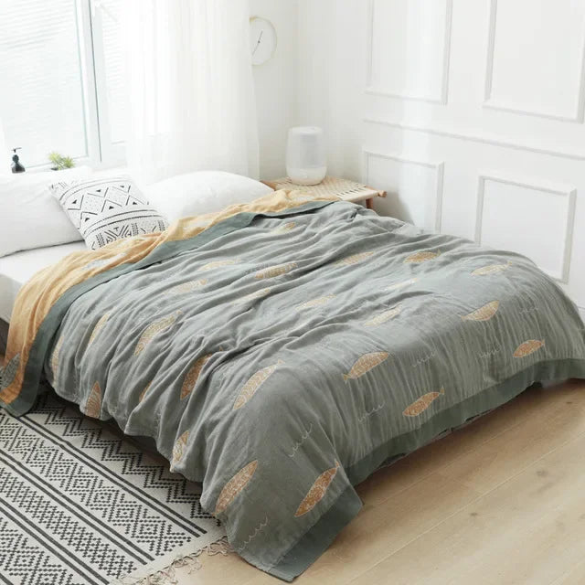 DecorBites™ Cotton Gauze Towel Throw Blanket - Soft and Cozy Bedspread for All Seasons