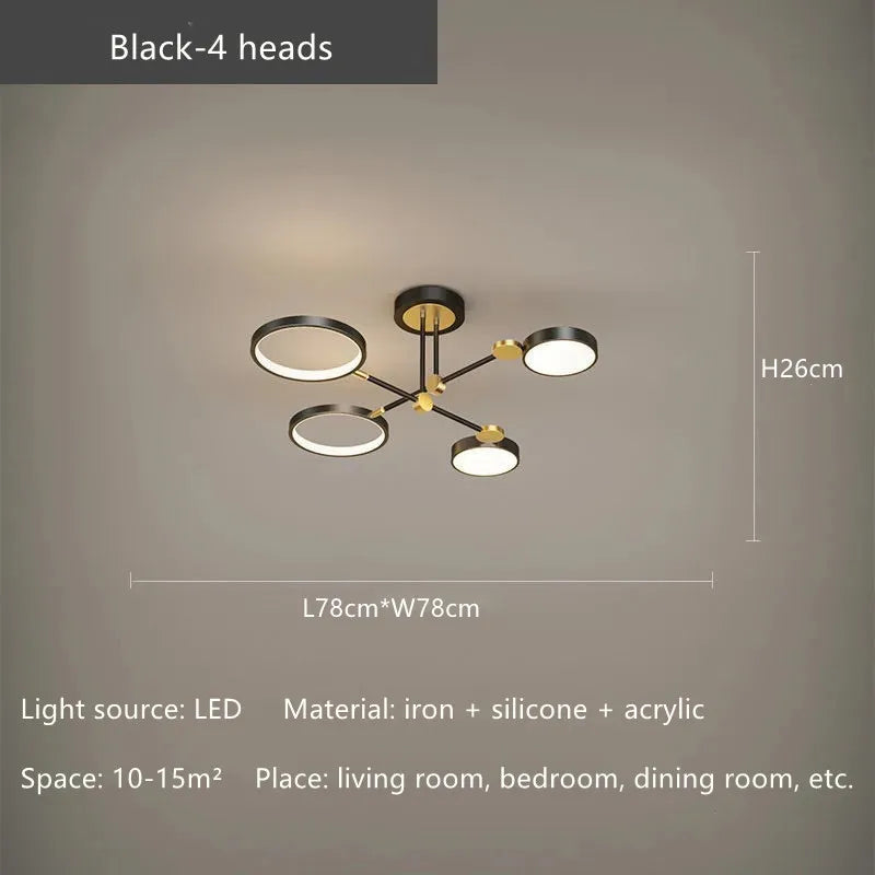 مصباح سقف LED بإطار ذهبي من DecorBites™ - ثريا قابلة للتعتيم بالتحكم عن بعد