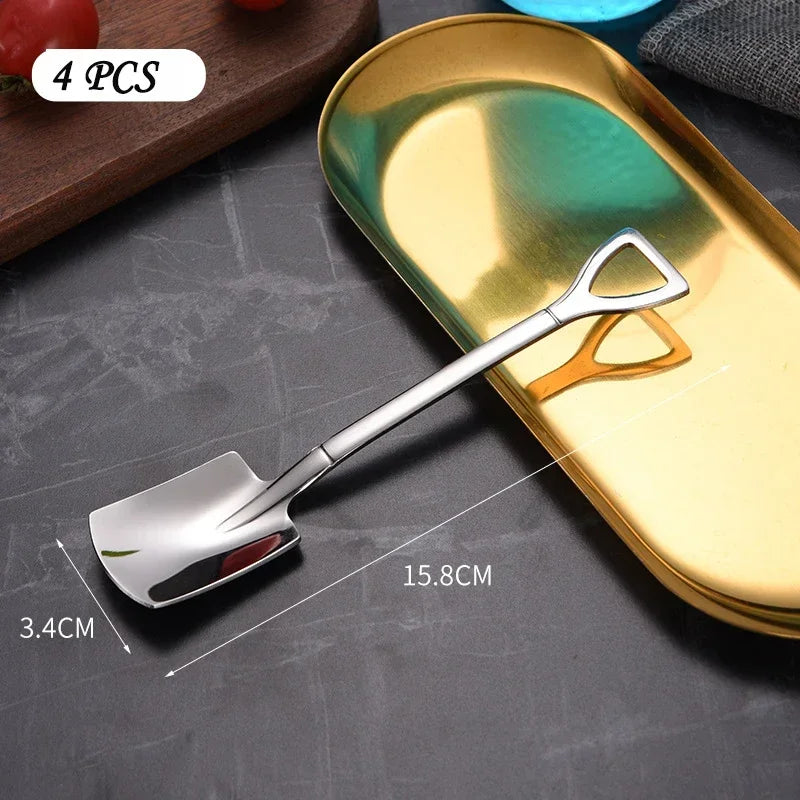 DecorBites™ 4-Piece Stainless Steel Teaspoons Set for Coffee, Tea, Desserts & Ice Cream