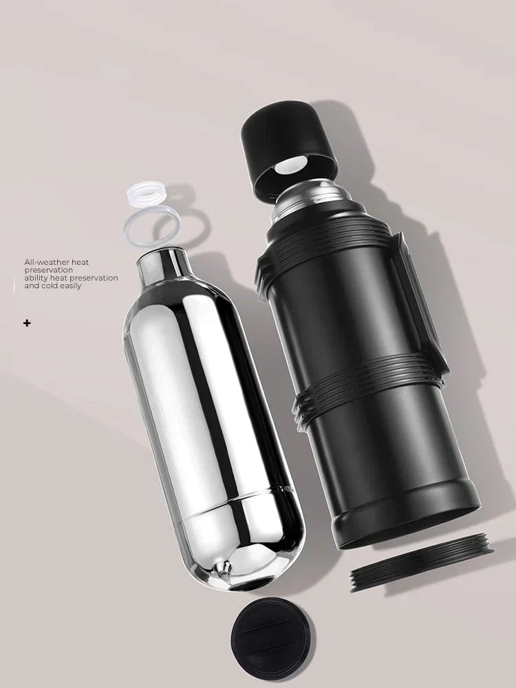DecorBites™ 2000ML Glass Liner Insulated Kettle with Folding Handle Thermos Cup