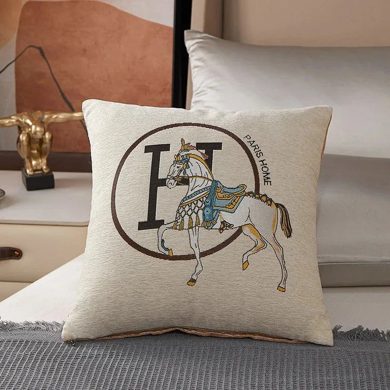 DecorBites™ Cotton Home Logo Cushion Cover Throw Pillow Cover House Decor Fur Living Room