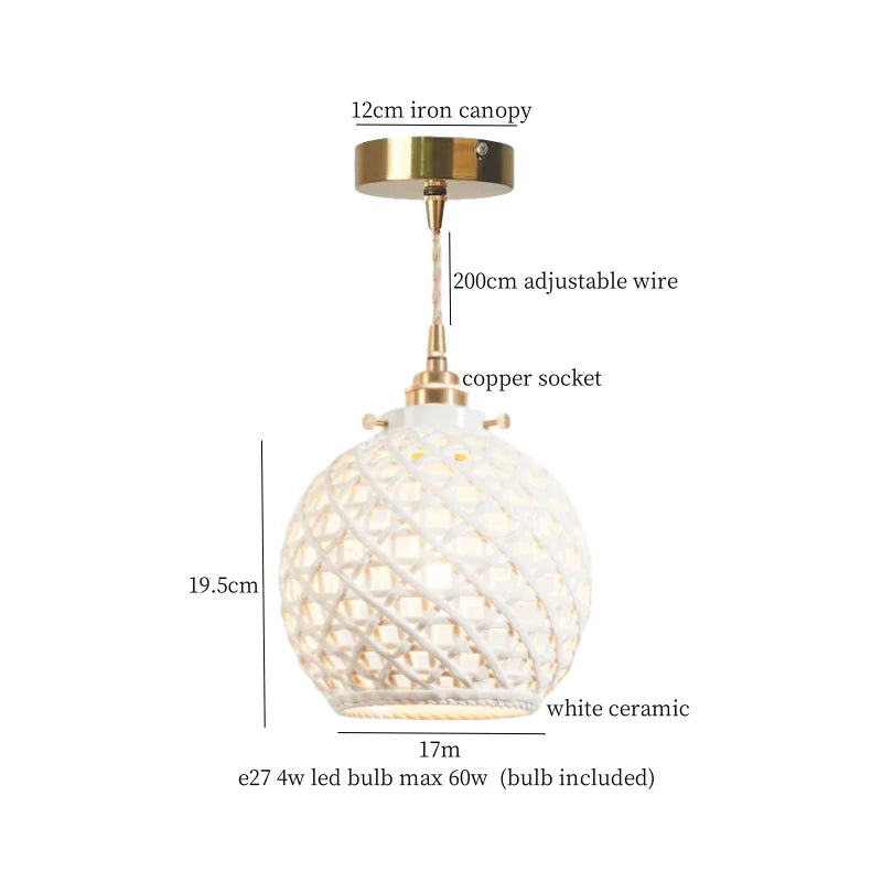 DecorBites™ French Minimalism Ceramic LED Pendant Light for Home Decor