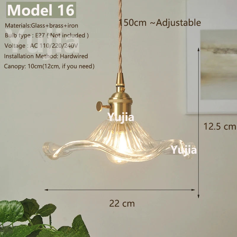 Vintage Green Glass Pendant Light With Brass Details