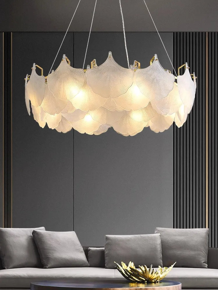 DecorBites™ Glass Chandelier LED Circle Pendant Lights for Modern Luxury Living & Dining Decor