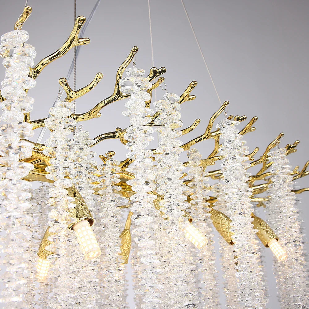 DecorBites™ Crystal Metal Chandelier: Elegant Luxury Hanging Lamp for Home Hotel Decor