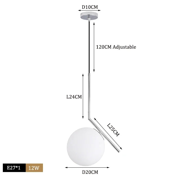 DecorBites™ Glass Ball Pendant Lights LED Kitchen Living Room Suspension Luminaire