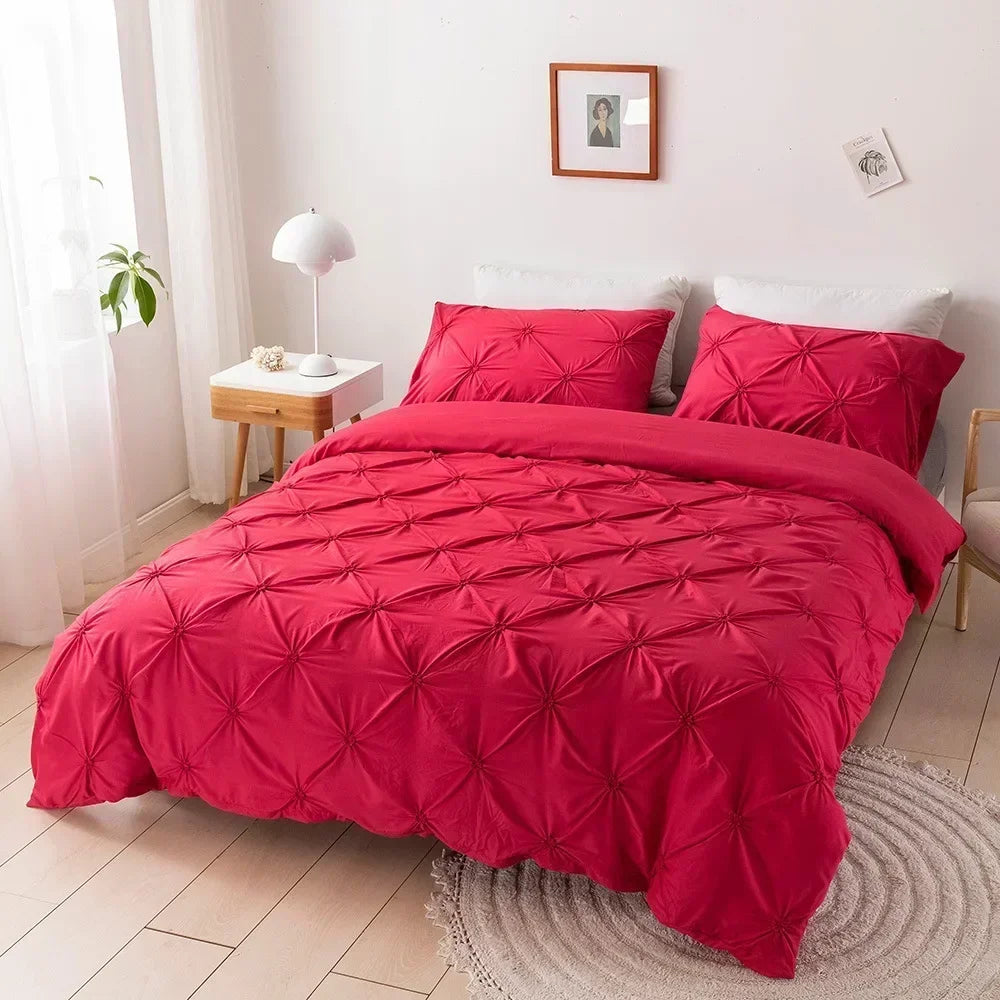 DecorBites™ 3D Pinch Pleated Duvet Cover Set - Queen, King Size Bedding Set of Quilt Cover & Pillow Case