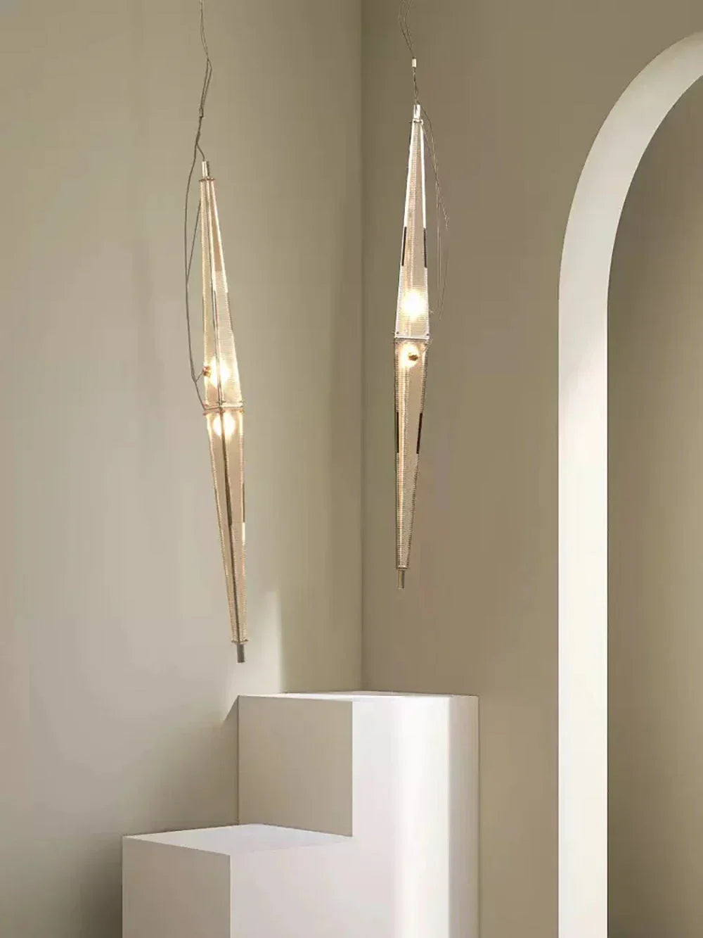 DecorBites™ Glass Cone Chandelier: Height Adjustable Luxury Art Indoor Pendant Lamp
