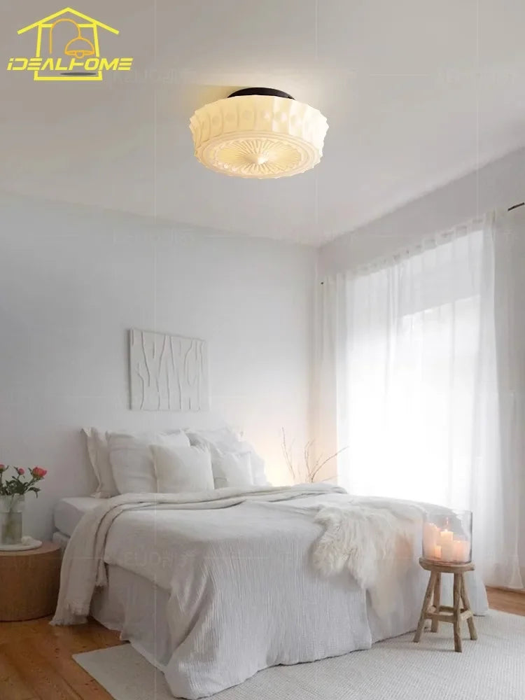 DecorBites™ Cream Glass LED Ceiling Light Retro Medieval Style Home Decor
