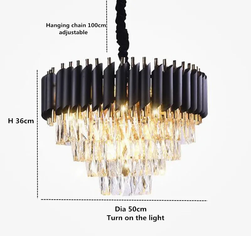 ثريات كريستال ذهبية وسوداء من DecorBites™ بإضاءة LED للسكن الفاخر والضيافة