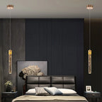 Modern Crystal Rod Pendant Light in Black or Gold