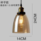 Retro Industrial Gray Glass Pendant Light