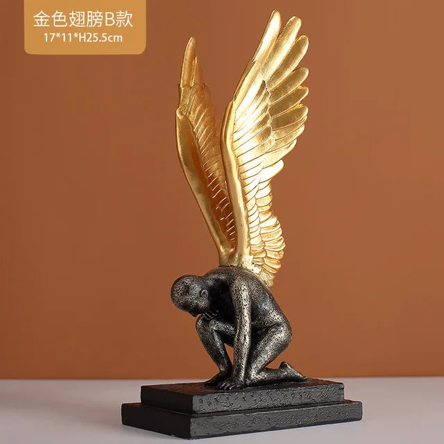 DecorBites™ Abstract Golden Character Resin Statue Modern Home Decor Ornament Scandinavian Style