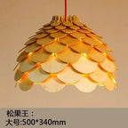 Nordic Oak Pinecone Wood Pendant Light