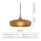 Wabi-Sabi Hollowed Wood Pendant Light in Brown