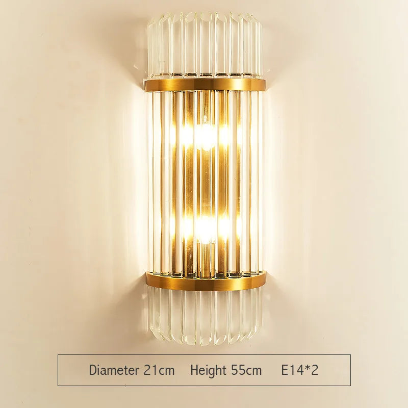 أضواء حائط كريستالية ذهبية من DecorBites™: إضاءة LED جدارية حديثة لغرفة النوم، غرفة المعيشة والحمام