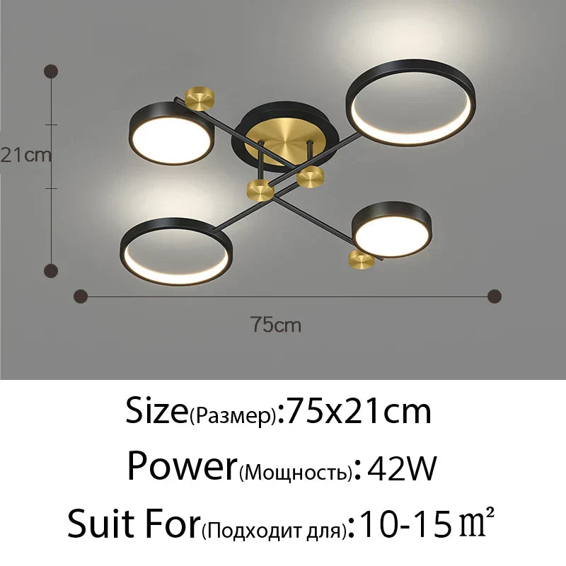 نجفة DecorBites™ بإطار ذهبي LED: إضاءة عصرية لغرفة المعيشة وغرفة النوم - تركيبات داخلية وثريات