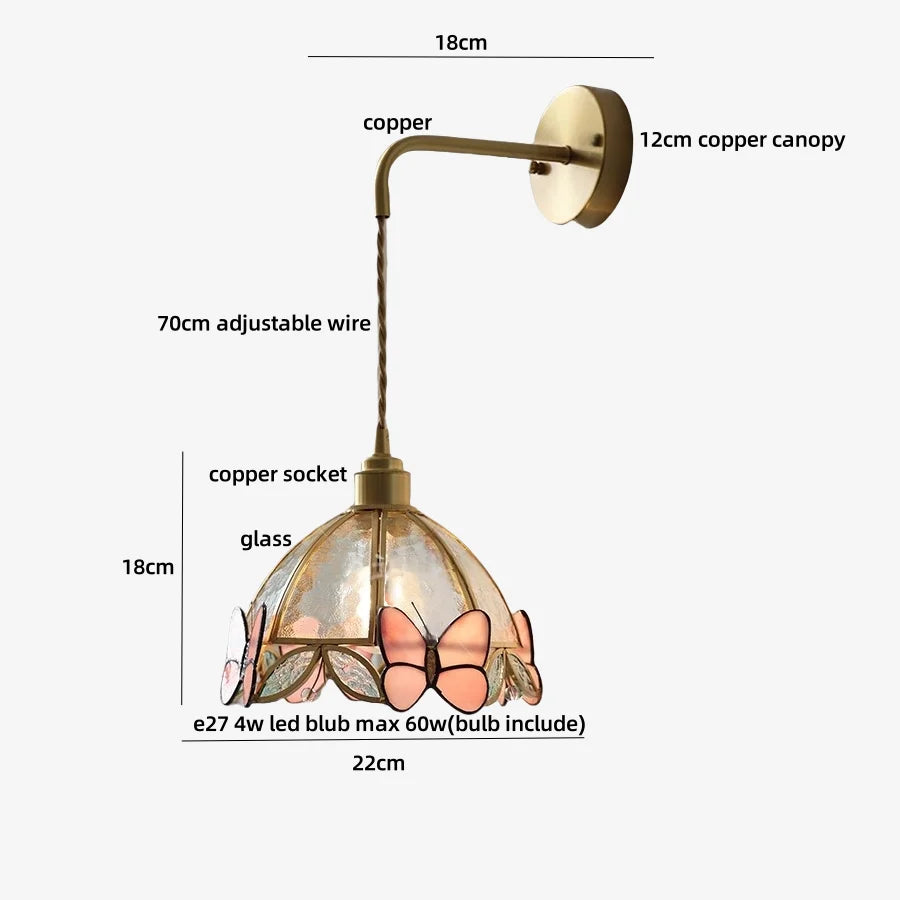 DecorBites™ Tiffany Butterfly Glass Wall Lamp with Adjustable LED Light
