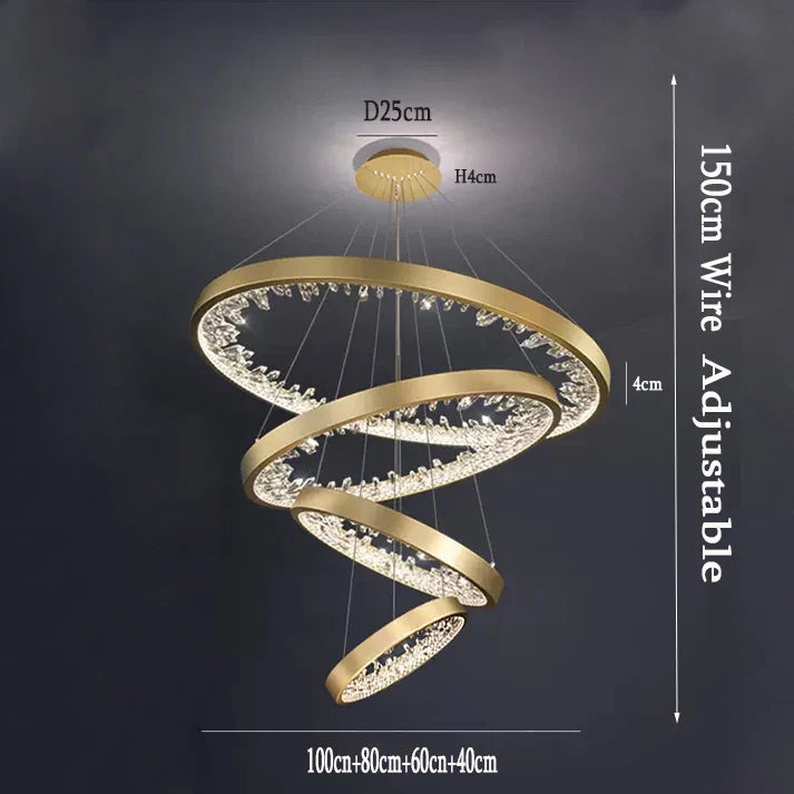 DecorBites™ Crystal LED Chandelier Circle Hanging Lamp - Modern Luxury Dimmable Lighting