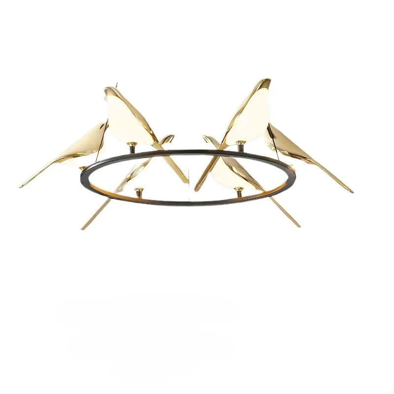 Modern Magpie Bird Pendant Light in Iron Finish