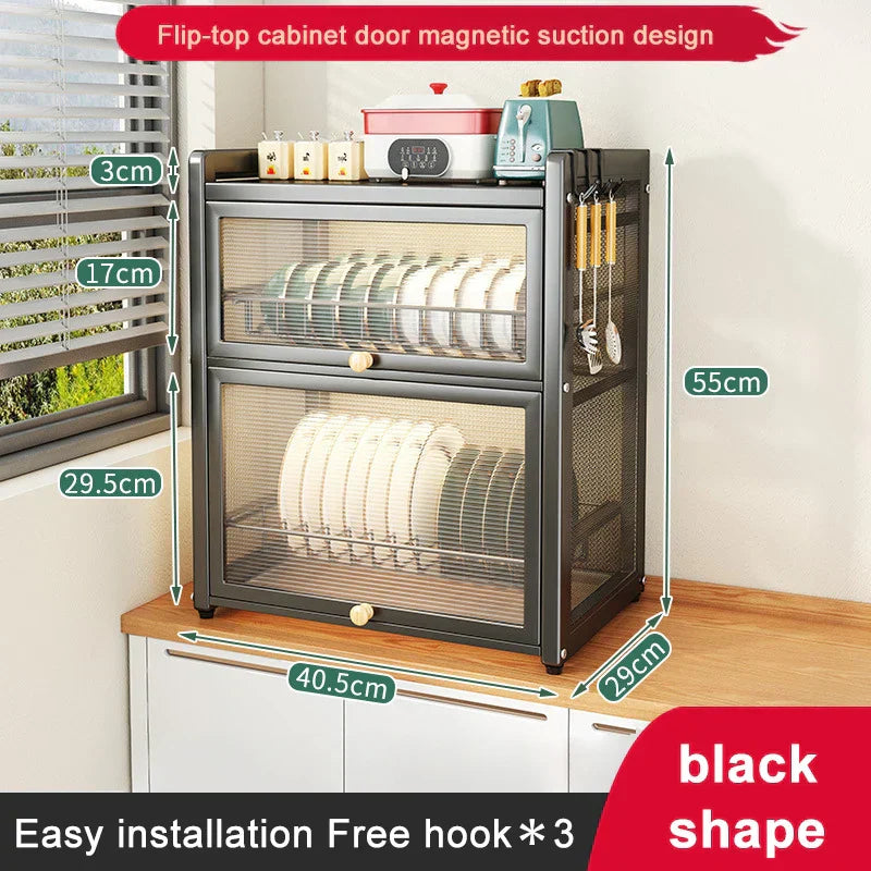 DecorBites™ Double-layer Kitchen Dish Drying Rack with Chopstick Cage and Tableware Basket
