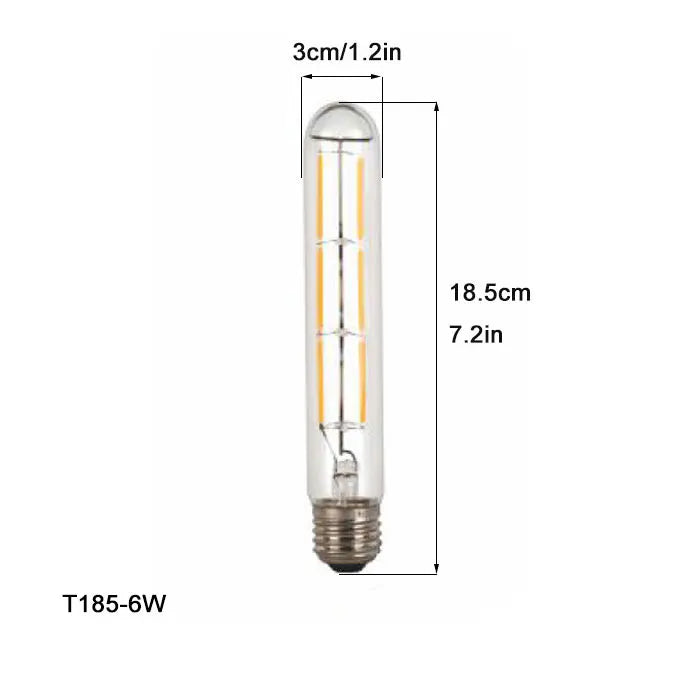DecorBites™ لمبة إضاءة أنبوبية ليد (LED Filament Tubular Edison Bulb) درجة حرارة لون 6000K، موديلات T10 T185 T225 T30 T300، قوة 4 واط 6 واط 8 واط