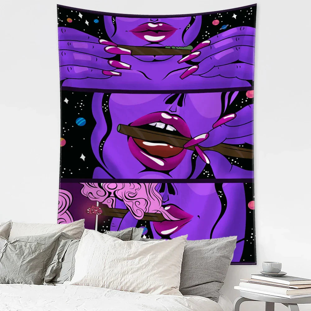 DecorBites™ Green Star Girl Tapestry Wall Hanging Psychedelic Home Decor