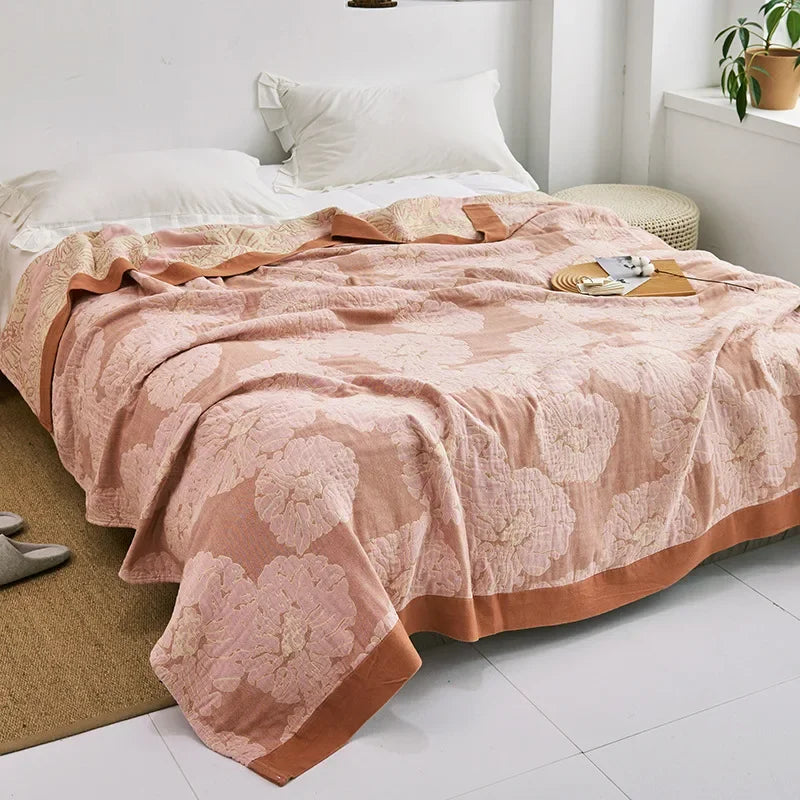 DecorBites™ Cotton Gauze Towel Throw Blanket - Soft and Cozy Bedspread for All Seasons
