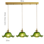 Korean Retro Glass Pendant Light With Wood Accent