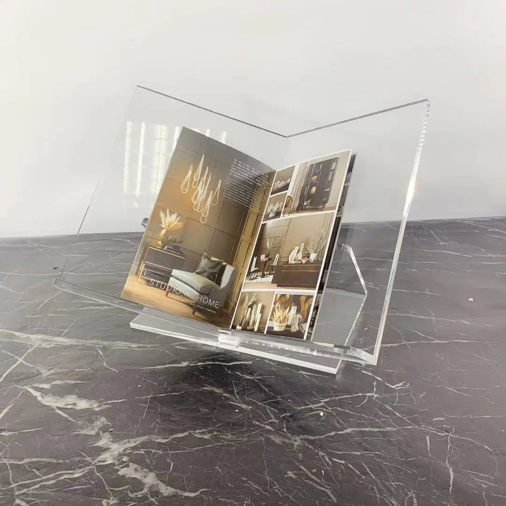 DecorBites™ Acrylic Geometric Bookshelf Magazine Rack Desktop Organizer Home Decor Storage