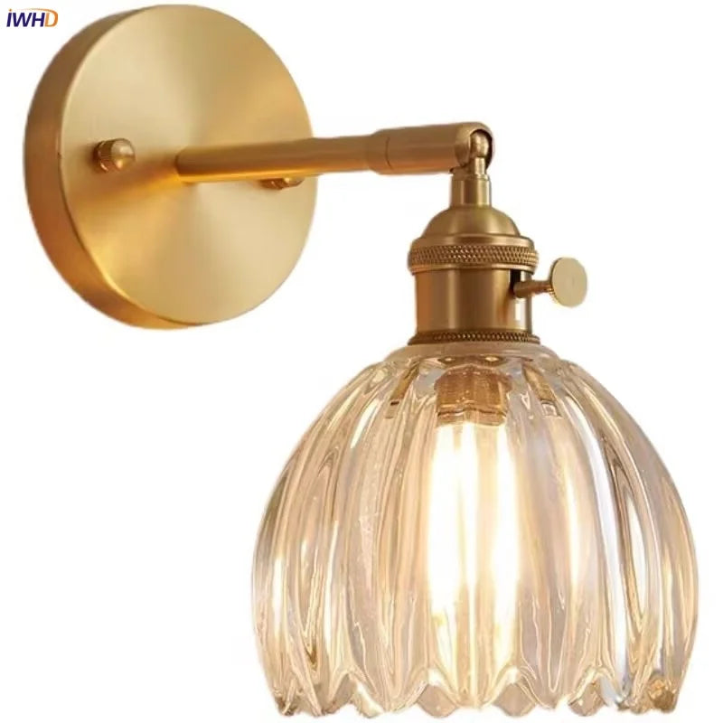 DecorBites™ Clear Glass LED Wall Lights Up Down Rotate Copper Nordic Modern Stair Sconce
