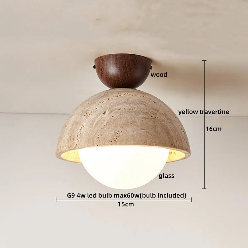 DecorBites™ LED Yellow Travertine Flush Mount Ceiling Light Fixtures
