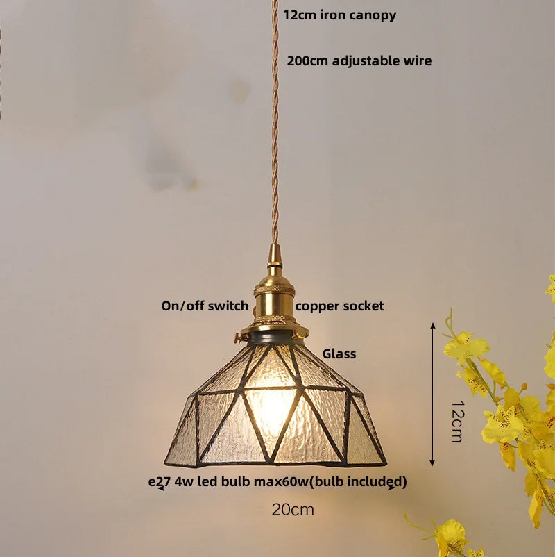 DecorBites™ Blue Glass LED Pendant Light Fixture Modern Nordic Wire Hanging Lamp