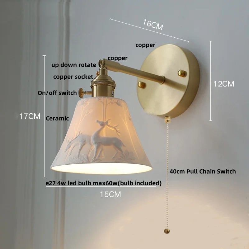 DecorBites™ LED Wall Lamp Sconce Up Down Rotate Pull Chain Switch Modern Stair Light Fixtures