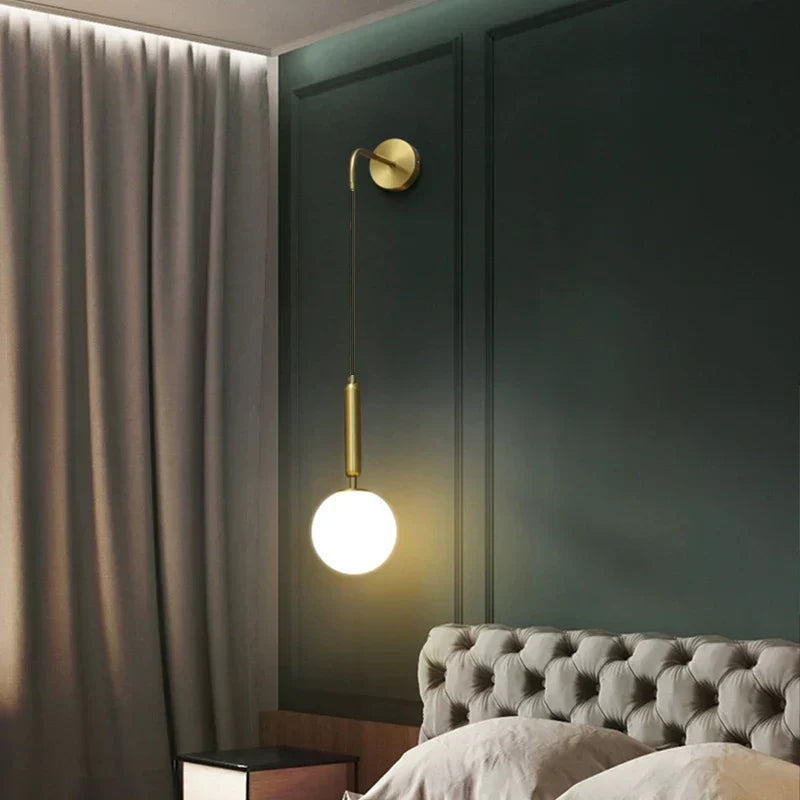 DecorBites™ Glass Ball Wall Lamp Brass/Black Sconce for Living Room Bedroom Reading